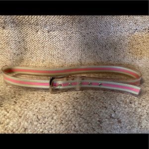 Pink, Green & Beige Clear Plastic Ribbon Belt